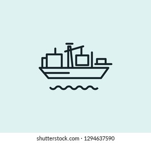 Cargo ship icon line isolated on clean background. Cargo ship icon concept drawing icon line in modern style. Vector illustration for your web mobile logo app UI design.
