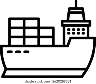 Cargo Ship Icon Line Vector Illustration