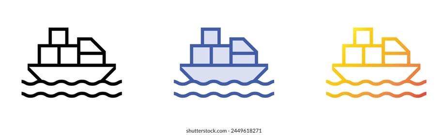 cargo ship icon. Linear, Blue Fill and Gradient Style Design Isolated On White Background