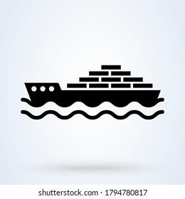 Cargo ship icon, logistic and delivery, transport vector illustration. 