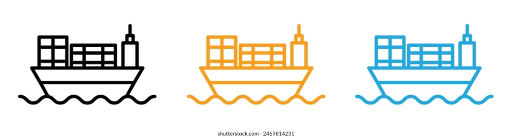 Cargo ship icon logo set vector