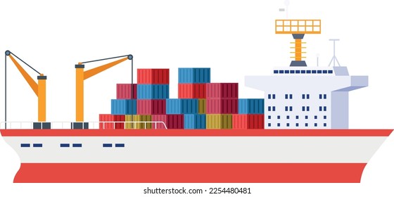 Cargo ship icon. Marine global freight transport