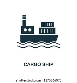 Cargo Ship icon. Monochrome style design from logistics delivery collection. UI. Pixel perfect simple pictogram cargo ship icon. Web design, apps, software, print usage.