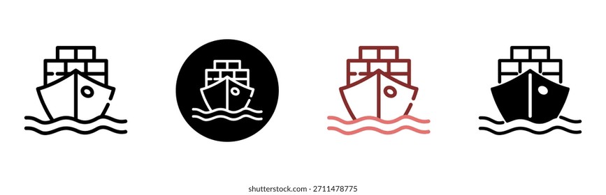 Cargo Ship Icon Multi Style Vector Illustration