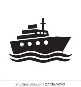 Cargo Ship Icon, Ocean Vessel and Maritime Transport, Sea Freight and Shipping Boat, Logistics Ferry Vector