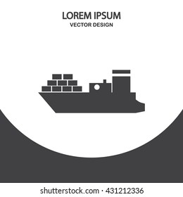 Cargo ship icon on the background