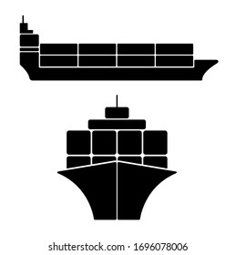 cargo ship icon on white background