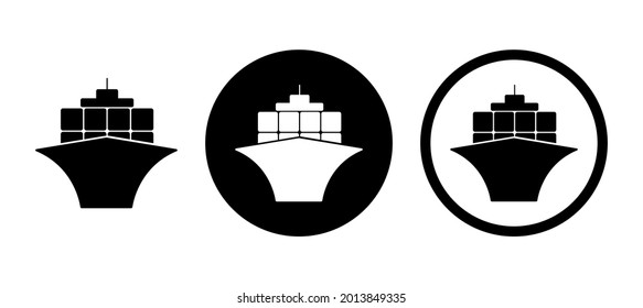 cargo ship icon on white background