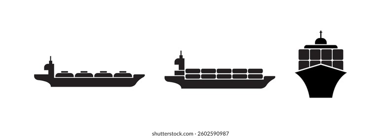 cargo ship icon on white background