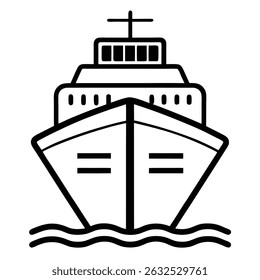 Icono de barco de carga sobre fondo blanco