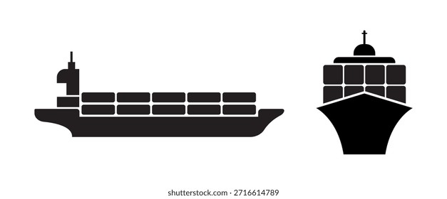 cargo ship icon on white background