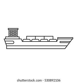 Cargo ship icon. Outline illustration of cargo ship vector icon logo isolated on white background. Thin line illustration for any web design