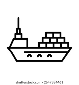 Signo de conjunto de contorno de icono de barco de carga