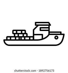 Cargo ship icon. Outline cargo ship vector icon for web design isolated on white background