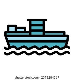 Cargo ship icon outline vector. Van service. Port maritime color flat