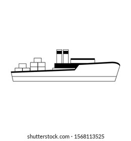 cargo ship icon over white background, vector illustration