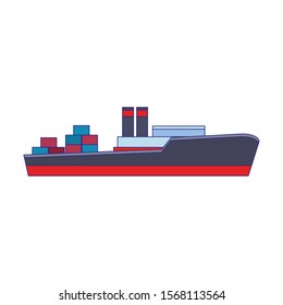 cargo ship icon over white background, vector illustration