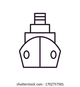 Frachtschiffsymbol auf weißem Hintergrund, Linienstil, Vektorillustration