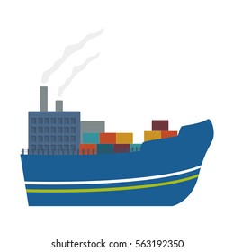 cargo ship icon over white background. colorful design. vector ilustration