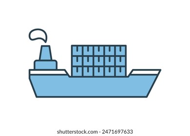 Cargo ship icon. icon related to supply chain. suitable for web site, app, user interfaces, printable etc. flat line icon style. simple vector design editable