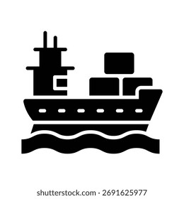 Icono de la nave de carga que representa la entrega global, el envío del comercio electrónico, y la logística