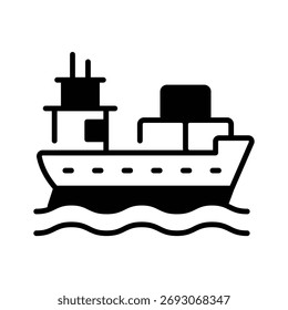 Icono de la nave de carga que representa la entrega global, el envío del comercio electrónico, y la logística