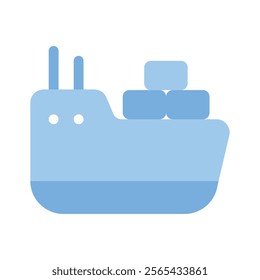 A cargo ship icon representing shipping, freight, or international transport