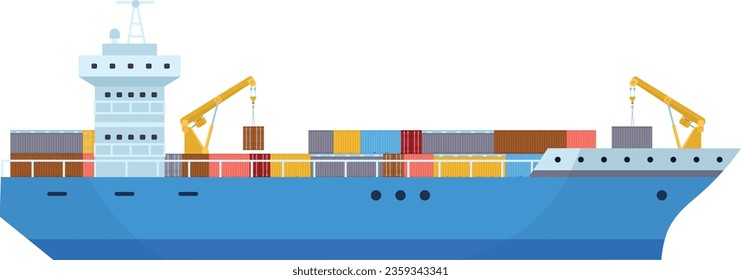 Cargo ship icon. Sea freight container transport isolated on white background