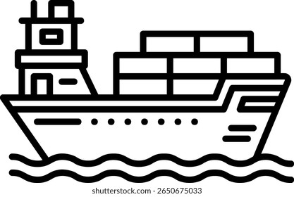 Icono de barco de carga: Ilustración de transporte de carga marítima