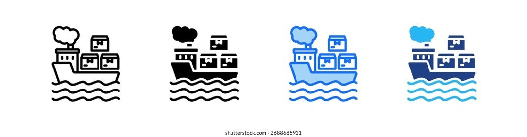 Cargo Ship Icon Set Multiple Style Collection