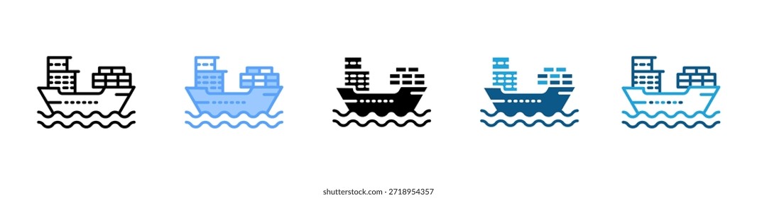 Cargo Ship icon set multiple style collection