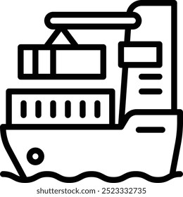 Icono de barco de carga. Icono de barco de carga con contenedores de envío
