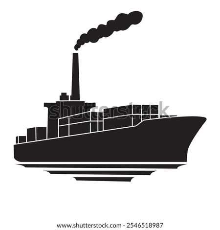 Cargo ship icon, silhouette, vector, illustration