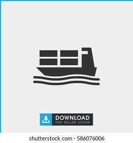 cargo ship icon. Simple filled cargo ship icon. On white background.