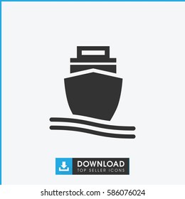 cargo ship icon. Simple filled cargo ship icon. On white background.