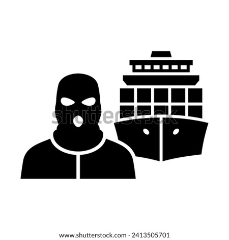 Cargo ship icon. Theft of goods. Bandit. Vector icon isolated on white background.
