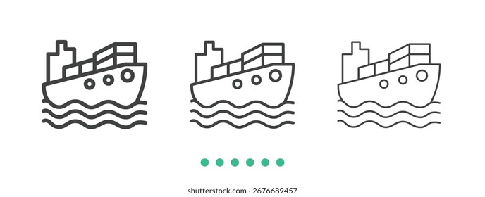 Icono de barco de carga. Vector de icono de línea delgada
