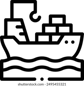 cargo ship icon. Thin Linear Style Design Isolated On White Background