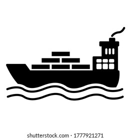 Icono de barco de carga en diseño de estilo plano de moda. Ilustración vectorial aislada en fondo blanco.