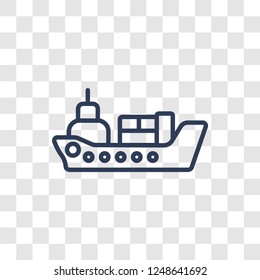 Cargo ship icon. Trendy linear Cargo ship logo concept on transparent background from Transportation collection