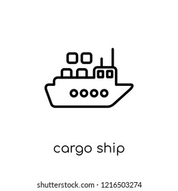 cargo ship icon. Trendy modern flat linear vector cargo ship icon on white background from thin line collection, outline vector illustration
