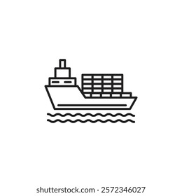 Cargo ship icon Vector flat thin line illustration