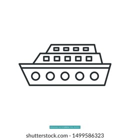 Cargo ship icon vector illustration logo template for many purpose. Isolated on white background.