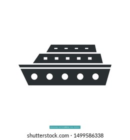 Cargo ship icon vector illustration logo template for many purpose. Isolated on white background.