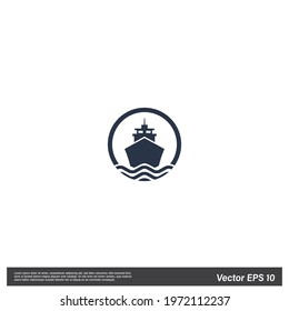 cargo ship icon vector illustration logo template