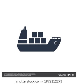cargo ship icon vector illustration logo template