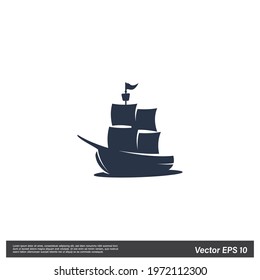 cargo ship icon vector illustration logo template