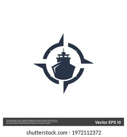 cargo ship icon vector illustration logo template