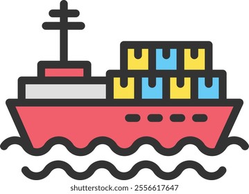 Cargo Ship icon vector image. Suitable for mobile application web application and print media.