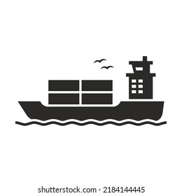 Cargo ship icon. Vector icon isolated on white background.